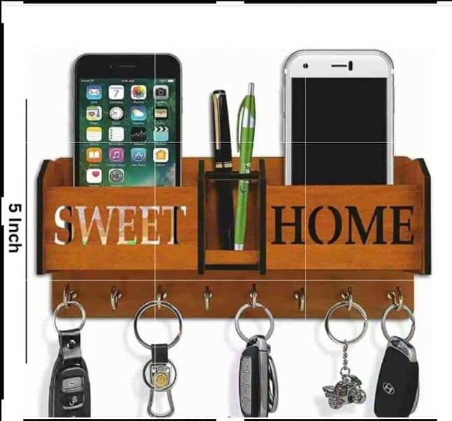 wooden mobile stand and key holder 6