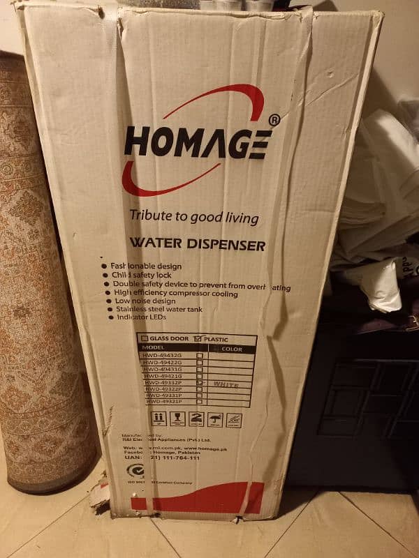 Homeage Water Dispenser New Packed Fridge Refrigerator 1