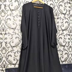 Stylish Black Nida Plain Maxi Abaya For Women