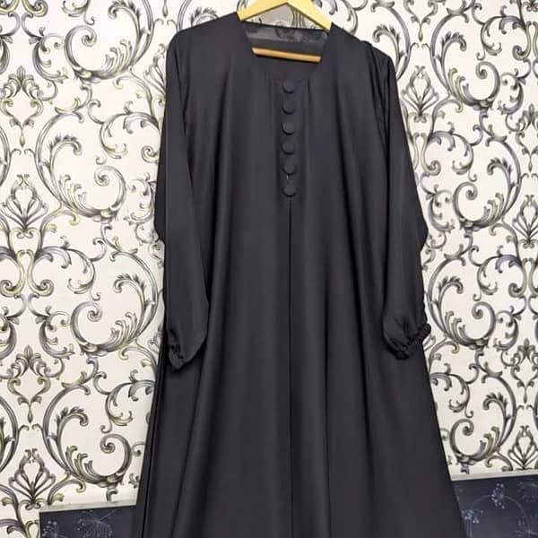 Stylish Black Nida Plain Maxi Abaya For Women 0