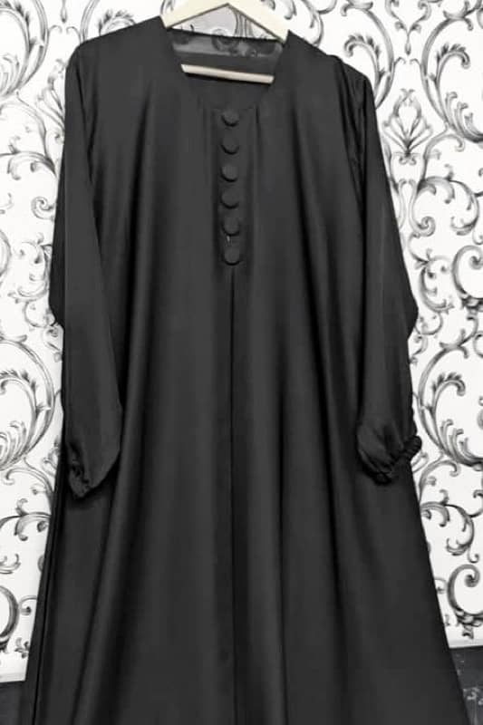 Stylish Black Nida Plain Maxi Abaya For Women 1