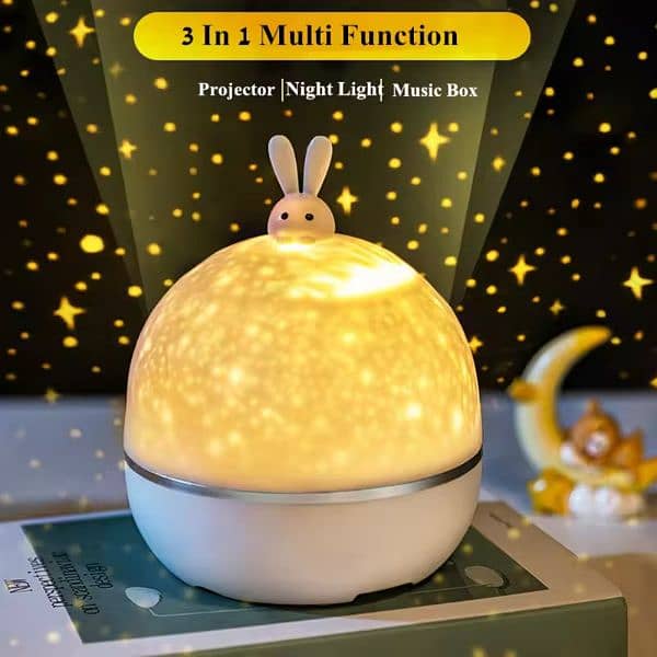 Moon Light Bunny Dream Projector Night Light Lamp 360 Degree 2