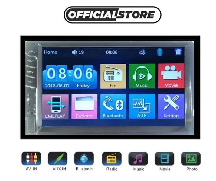 7018B 7 INCH 2DIN CAR MP5 PLAYER LCD TOUCH SCREEN BLUETOOTH FM 1