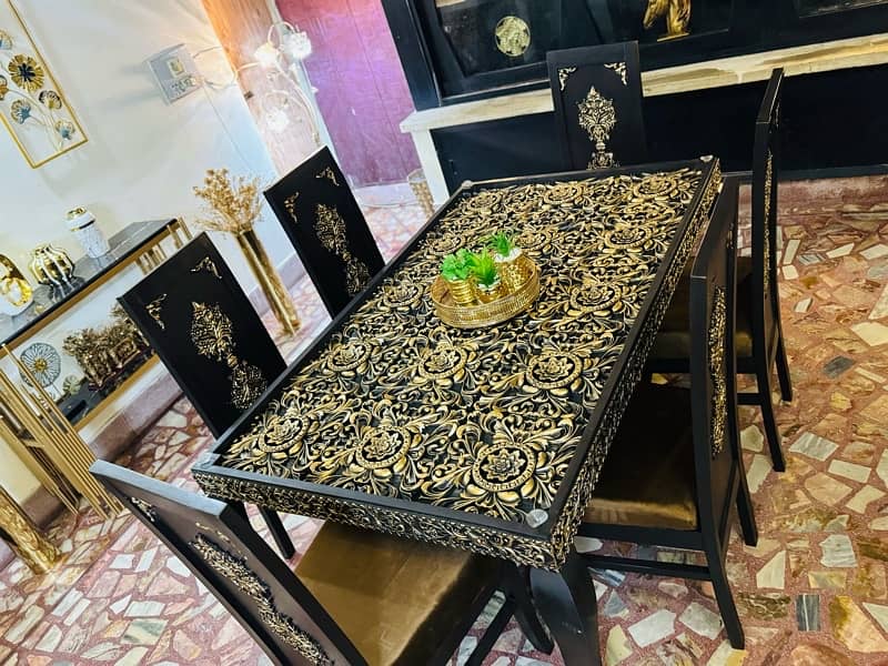 Wooden dining table with 6 chairs half price 0