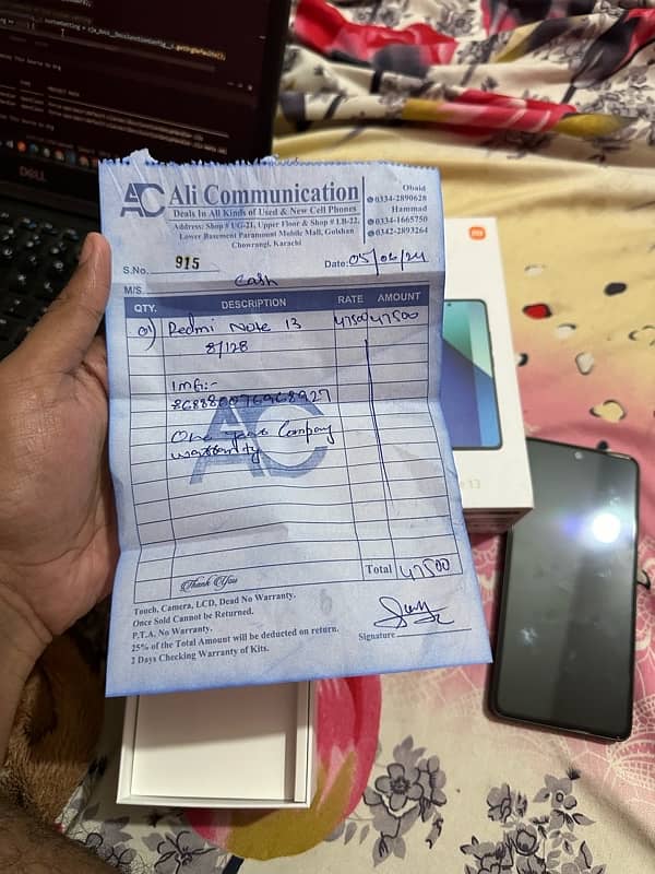 Redmi note 13 almost new with 7 months warranty 8/128 pta approve 2