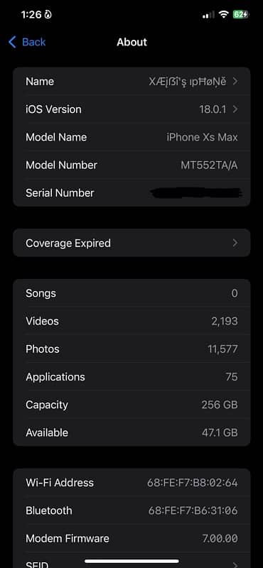 iPhone xsmax 256gb pta 7