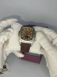 Bugatti Watch with brown rubber strap