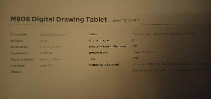 Digital Drawing Tablet M908 2