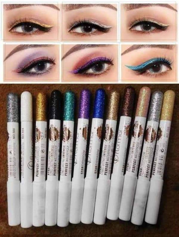 multicolor glitter eye pencil 6 pc of shimmery glam 0