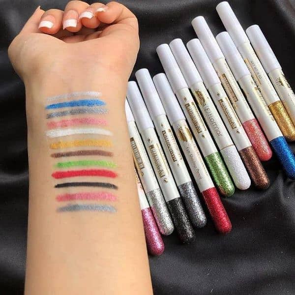 multicolor glitter eye pencil 6 pc of shimmery glam 2