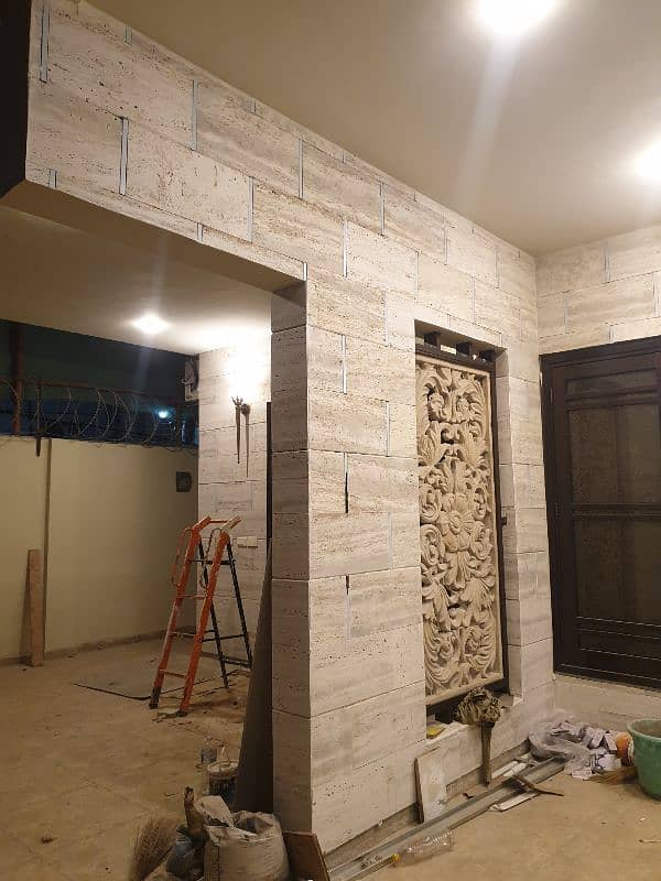 Travertine stone Wall front elevations work 4