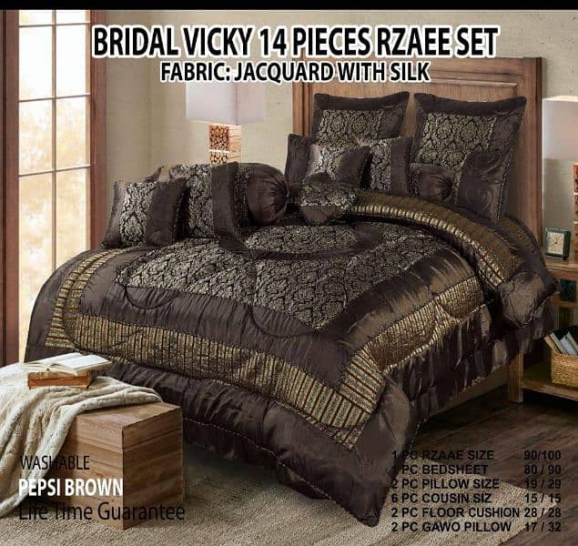 PCs Jacquard double bed bridal set 0