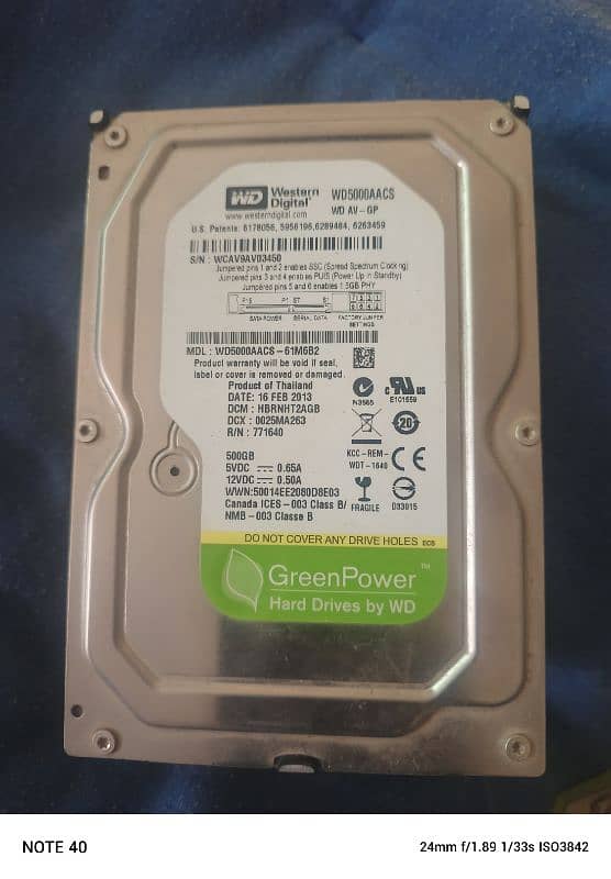 500GB Hard Drive Western Digital 0