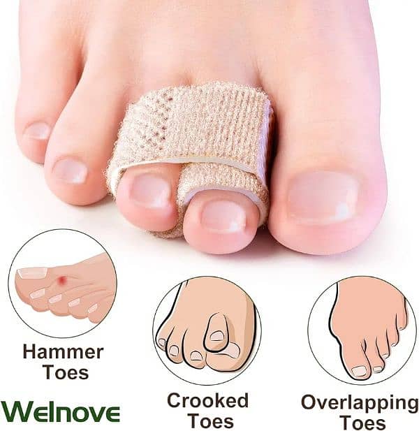 Welnove 6Pcs Hammer Toe Wraps, Broken Toe Splints 4