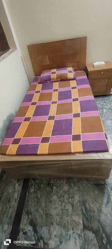 Fancy Single Bed & Side Table With Matress For Sale 1