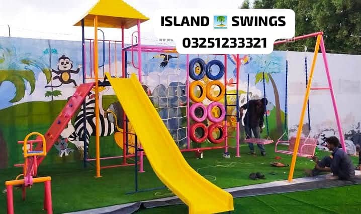 kids Slide/Swings/Kids rides/jhula/Spring rider/jungle gym/gazebo/bar 2