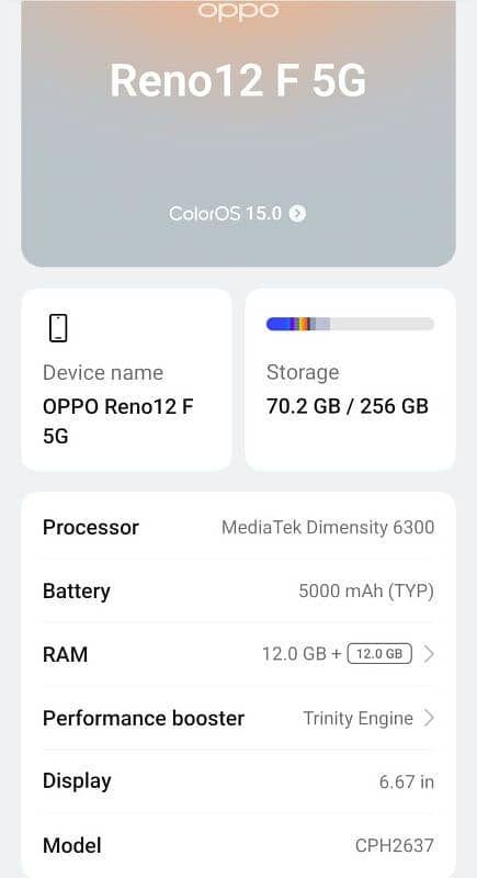 OPPO RENO 12F 5G 12+12GB RAM 256GB ROM JUST OPEN BOX 0