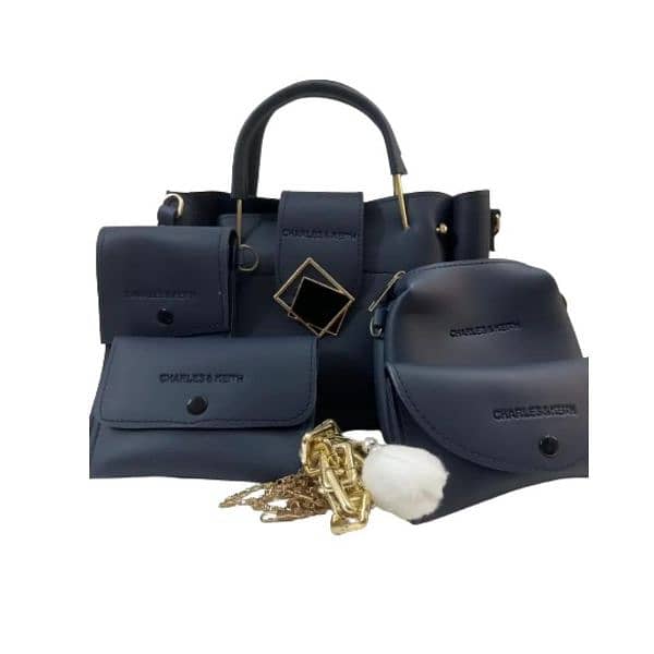 Stylish Blue PU Leather Hand Bag Set 2