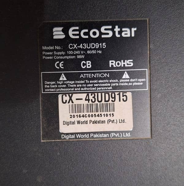 43 inch ecostar Android Led panel issue 1