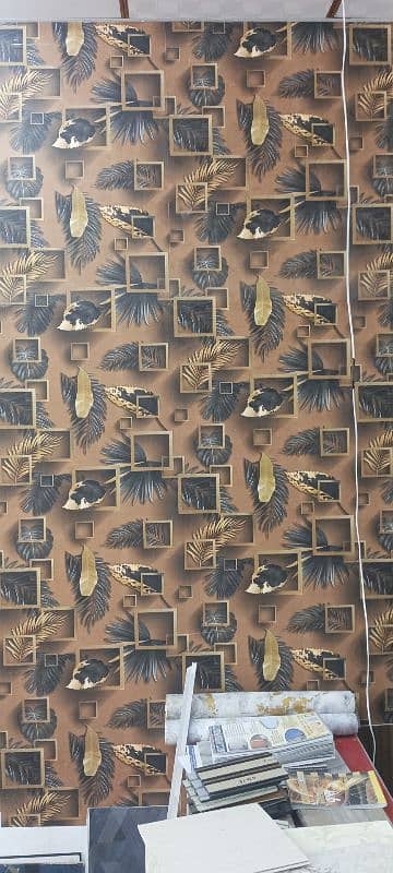 wallpaper PVC panel window blind wooden floor viny floor 4