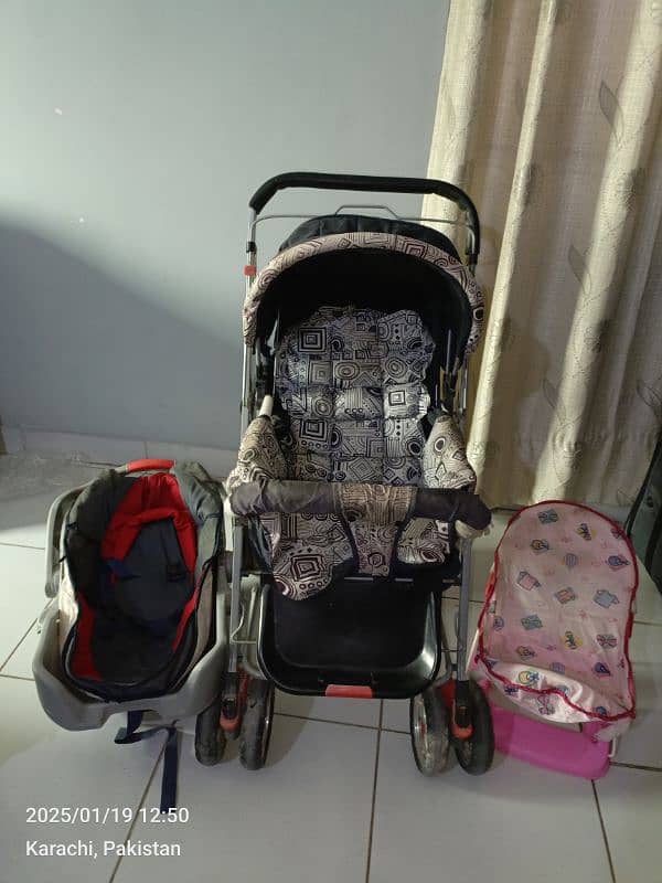 stroller, cot, baby bather 0