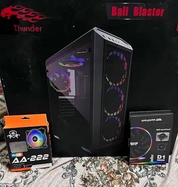 Thunder Ball Blaster Gaming Glass Casing with 2 RGB fans 1