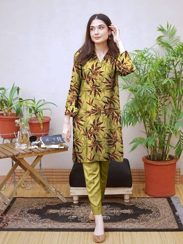 2 pcs women's unstitched khaddar digital print shirt 12