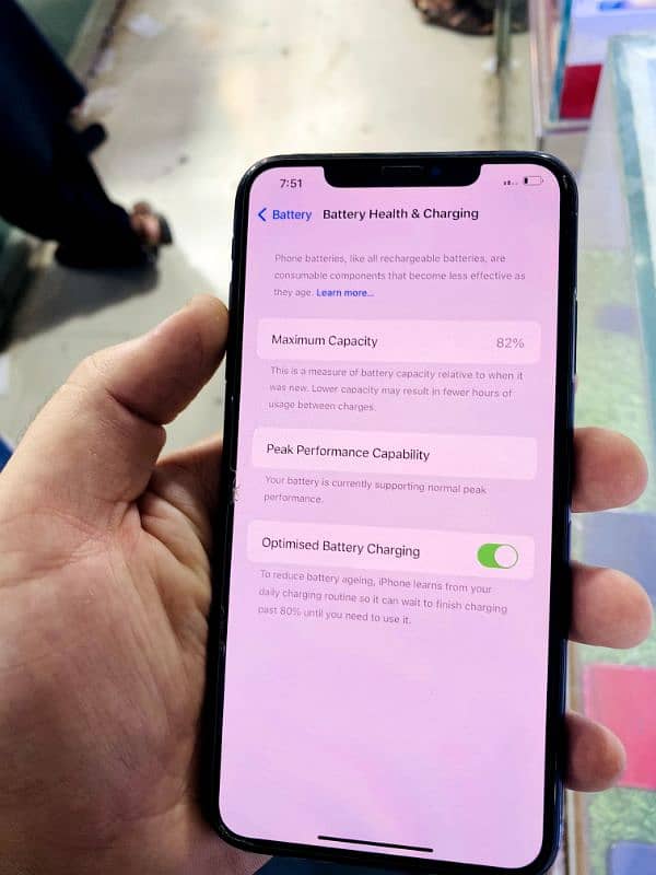Iphone xs max  256 gb  82 health  PTA approve  Physical and esim 7