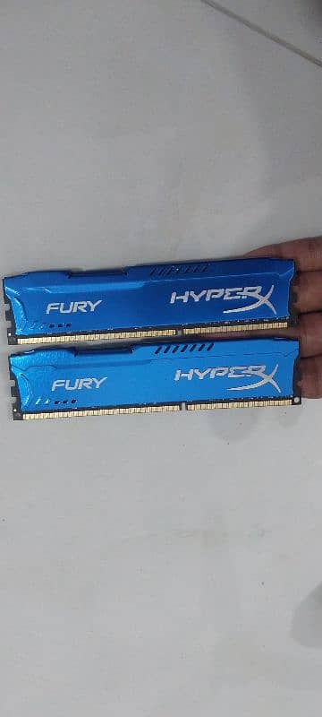 Hyper X Fury 2pcs 8Gb ddr3 1600 mhz Gaming RAM with heat syncs 9