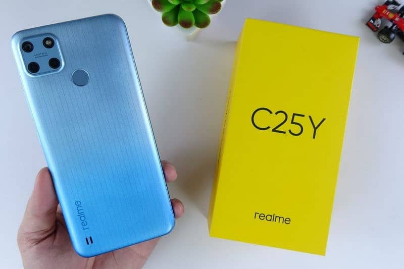 Realme C25Y  blue colour mobile with box and charger 3