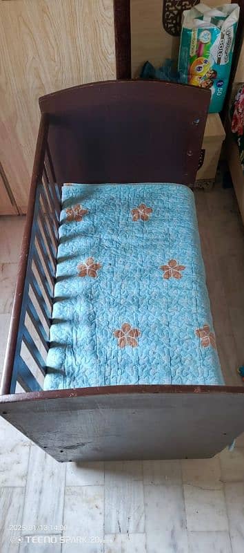 Wooden Baby Bed + Cupboard + Mattress 3