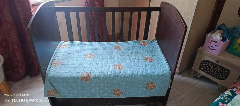 Wooden Baby Bed + Cupboard + Mattress 4