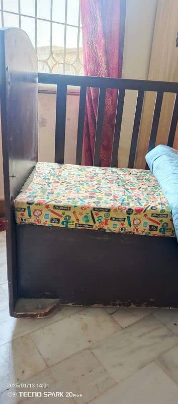 Wooden Baby Bed + Cupboard + Mattress 5