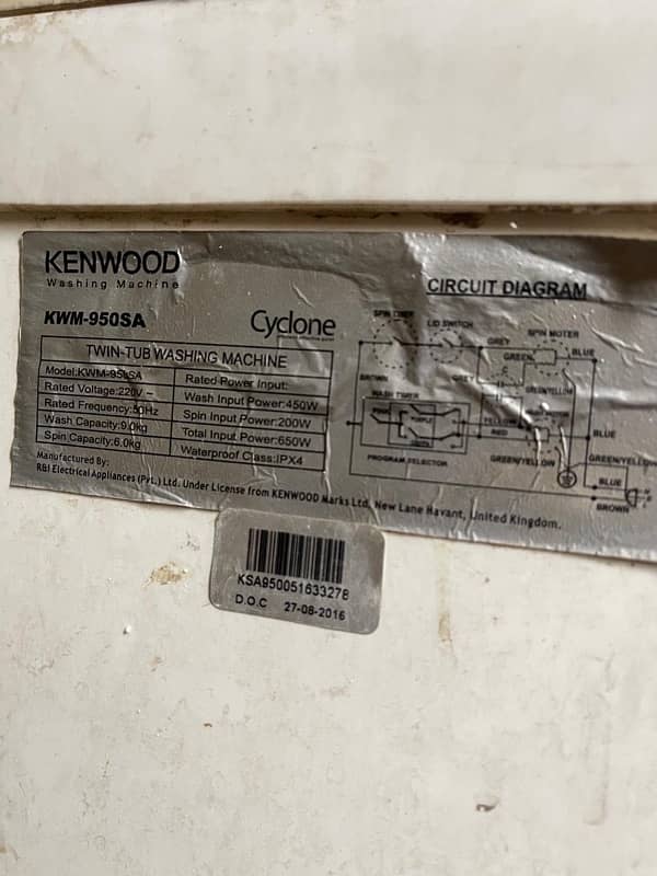 Kenwood cyclone washing machine with dryer 2