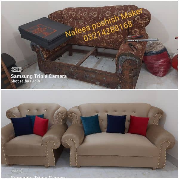 Sofa Poshish / Sofa Repair/ Fabric change / L Shape Sofa / Bed poshish 19