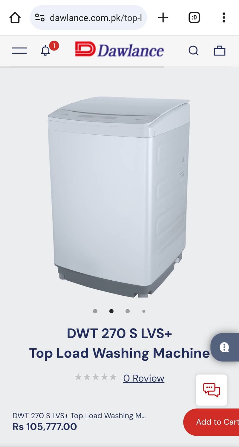 DAWLANCE 12KG AUTOMATIC TOP LOAD WASHING MACHINE Model 270 S LVS+ 1