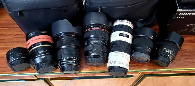 Canon (24-70mm,70-200mm,50mm,24-105mm) Nikon 50mm f1.8g (Sony 50mm fe) 0