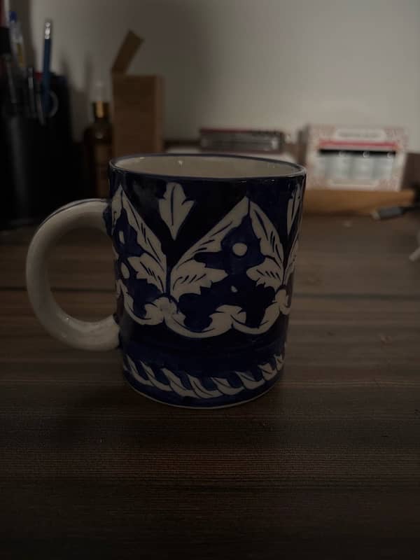 Blue ornamental plate and mug 2