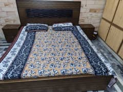 6 feet bed with mattress,side tables and dressing for sale