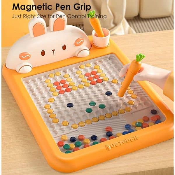 Magnetic Dot Drawing Board for Kids & Toddlers with Pen & Magnet Beads 1