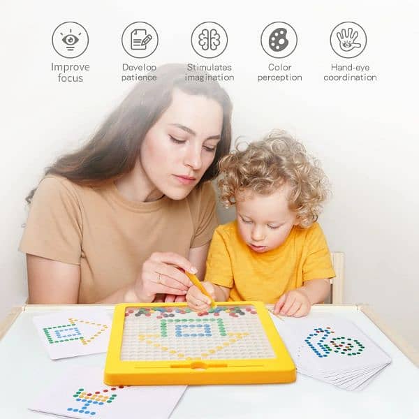 Magnetic Dot Drawing Board for Kids & Toddlers with Pen & Magnet Beads 5