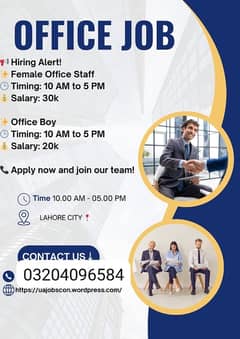 Need male and female staff for office based jobs