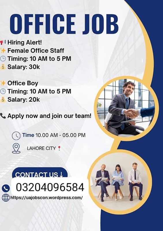 Need male and female staff for office based jobs 0