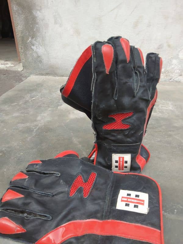 grainikels wicket keeping gloves single hand use 10 by 8 condition 1