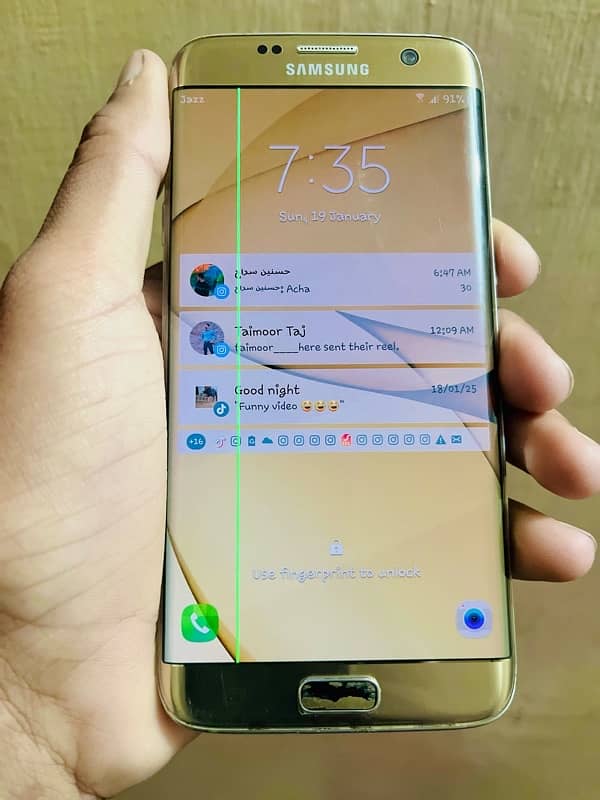 s7 edge all ok phone pta h only line in back glass and front 7