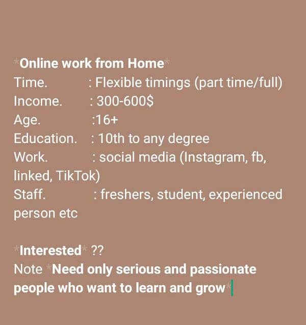 online work available 0