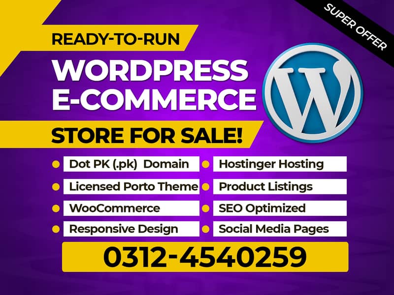 Complete WordPress E-Commerce Store for Sale 0