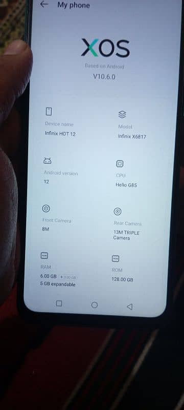 infinix hot 12 6 + 5 128 GB ram room 6