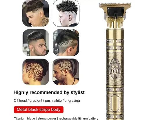 Rechargeable T9 Trimmer Dragon Style Metal Body for Men & Women 15