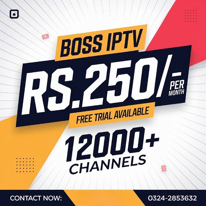 Boss IPTV – Entertainment at Rs. 250! Call 0324-2853632 0